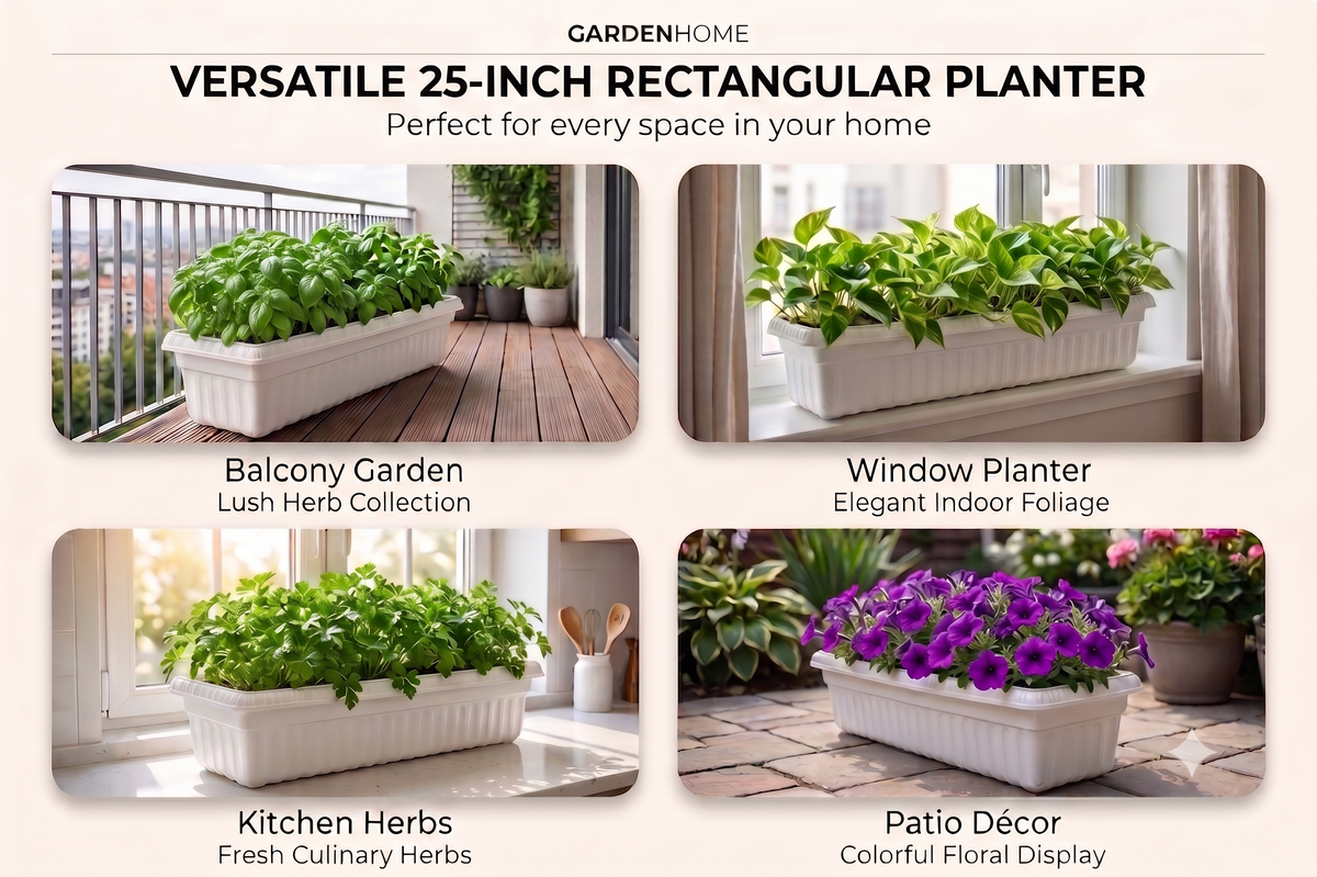Nuclear Pot 25 cm White Planter | Modern Decorative Flower Pot | Set of 1