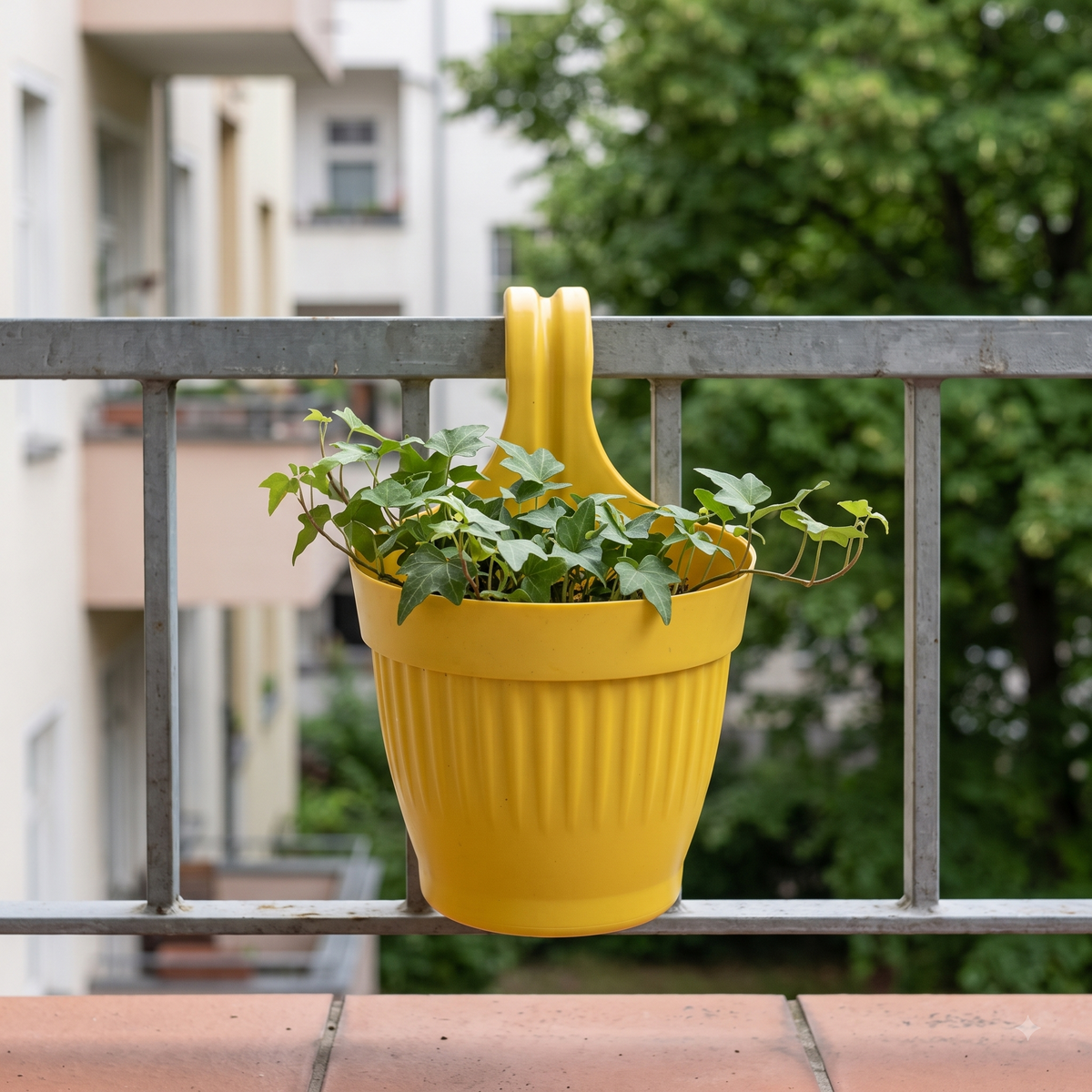 Dzire Wall Hanging Flower Pot – 7 Inch Ribbed Planter with Hook Handle | Set of 5