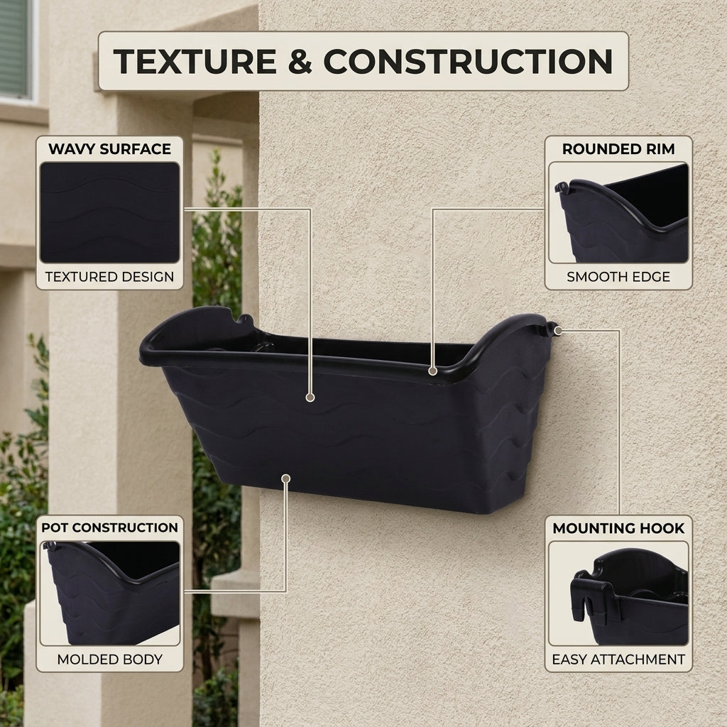 Vertical Garden Wall Planter 12" x 18" – 3-Tier Stackable Wall-Mounted Plant Pots for Indoor Outdoor Balcony, Patio & Living Wall Décor