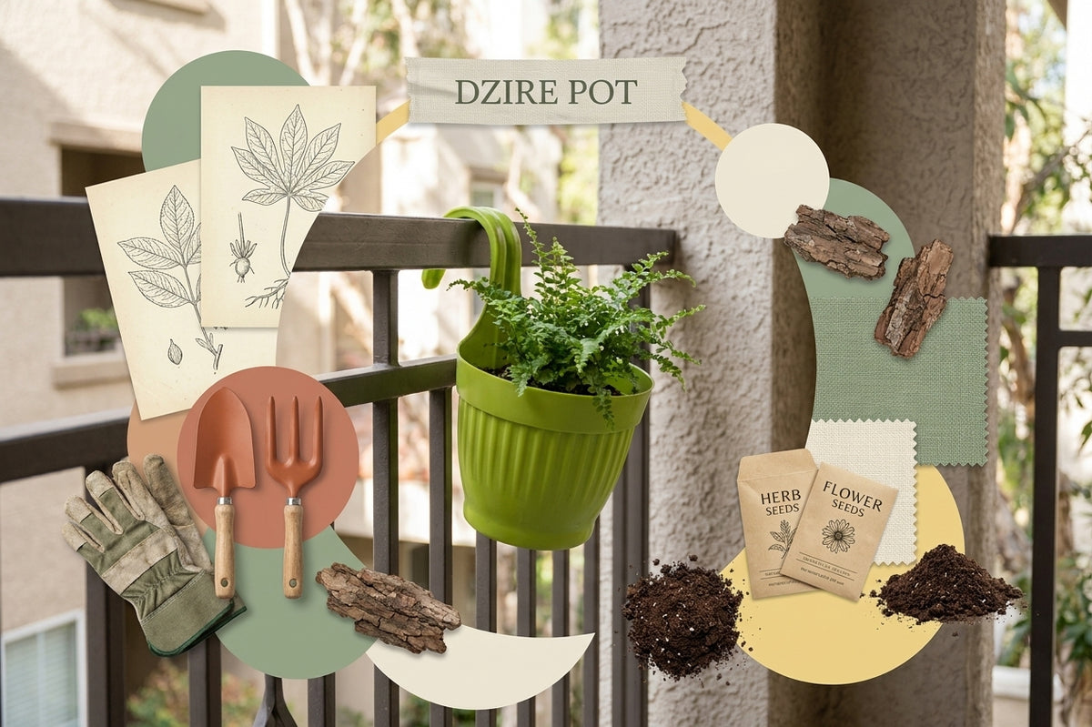 Dzire Wall Hanging Flower Pot – 7 Inch Ribbed Planter with Hook Handle | Set of 5