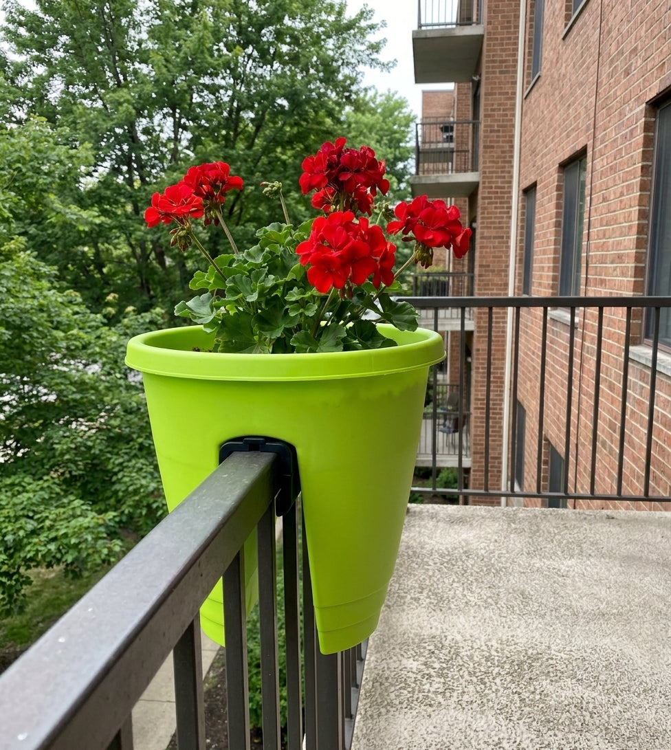 12" Railing Balcony Planter Pot – Straddle Design for Railings & Fences Set of 4