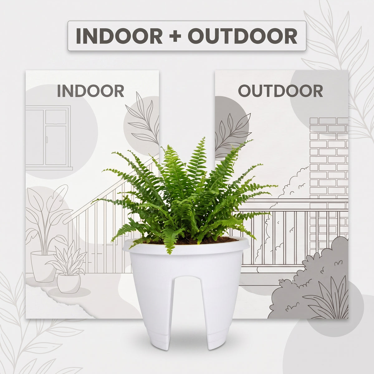 12" Railing Balcony Planter Pot – Straddle Design for Railings & Fences Set of 4