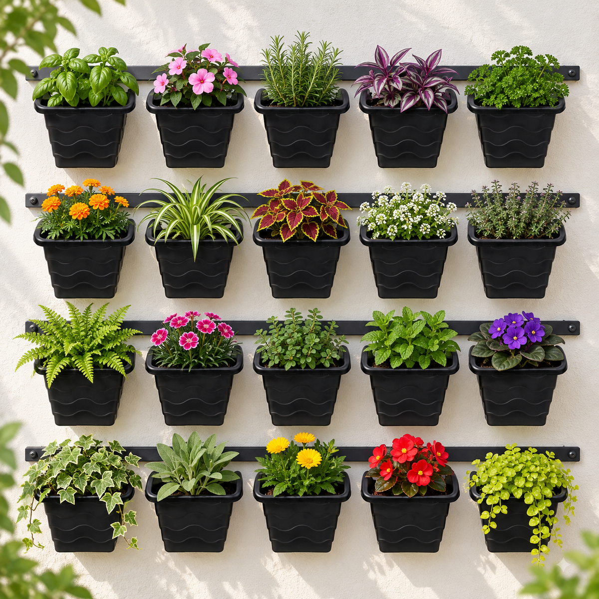 Vertical Hook Pot 4 Inch Black (Set of 20) – Hanging Wall Planters for Vertical Gardening, Nursery Plant Pots for Indoor Outdoor Balcony Garden