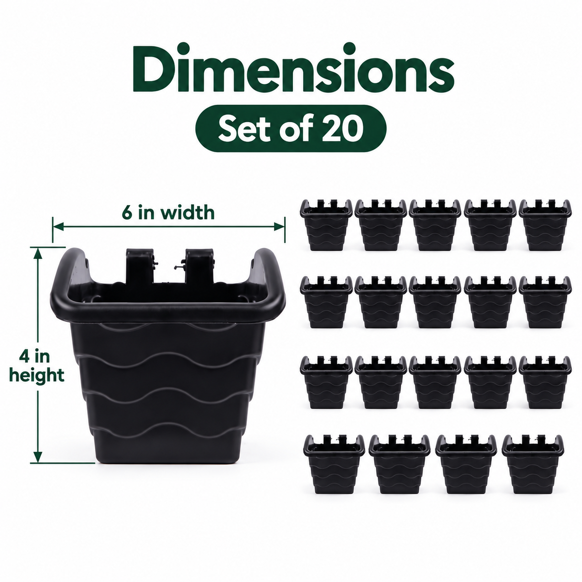 Vertical Hook Pot 4 Inch Black (Set of 20) – Hanging Wall Planters for Vertical Gardening, Nursery Plant Pots for Indoor Outdoor Balcony Garden