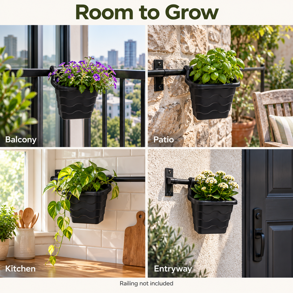 Vertical Hook Pot 4 Inch Black (Set of 20) – Hanging Wall Planters for Vertical Gardening, Nursery Plant Pots for Indoor Outdoor Balcony Garden