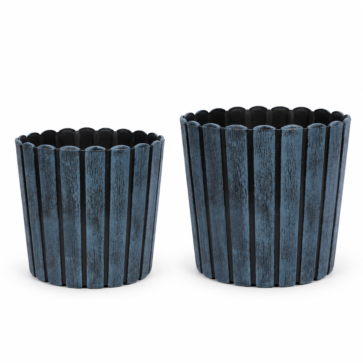 Thai Round Planter Pot – 10 Inch Indoor & Outdoor Flower Pot for Terrace, Balcony, Home & Office Decor (Set of 2, Charcoal Grey)
