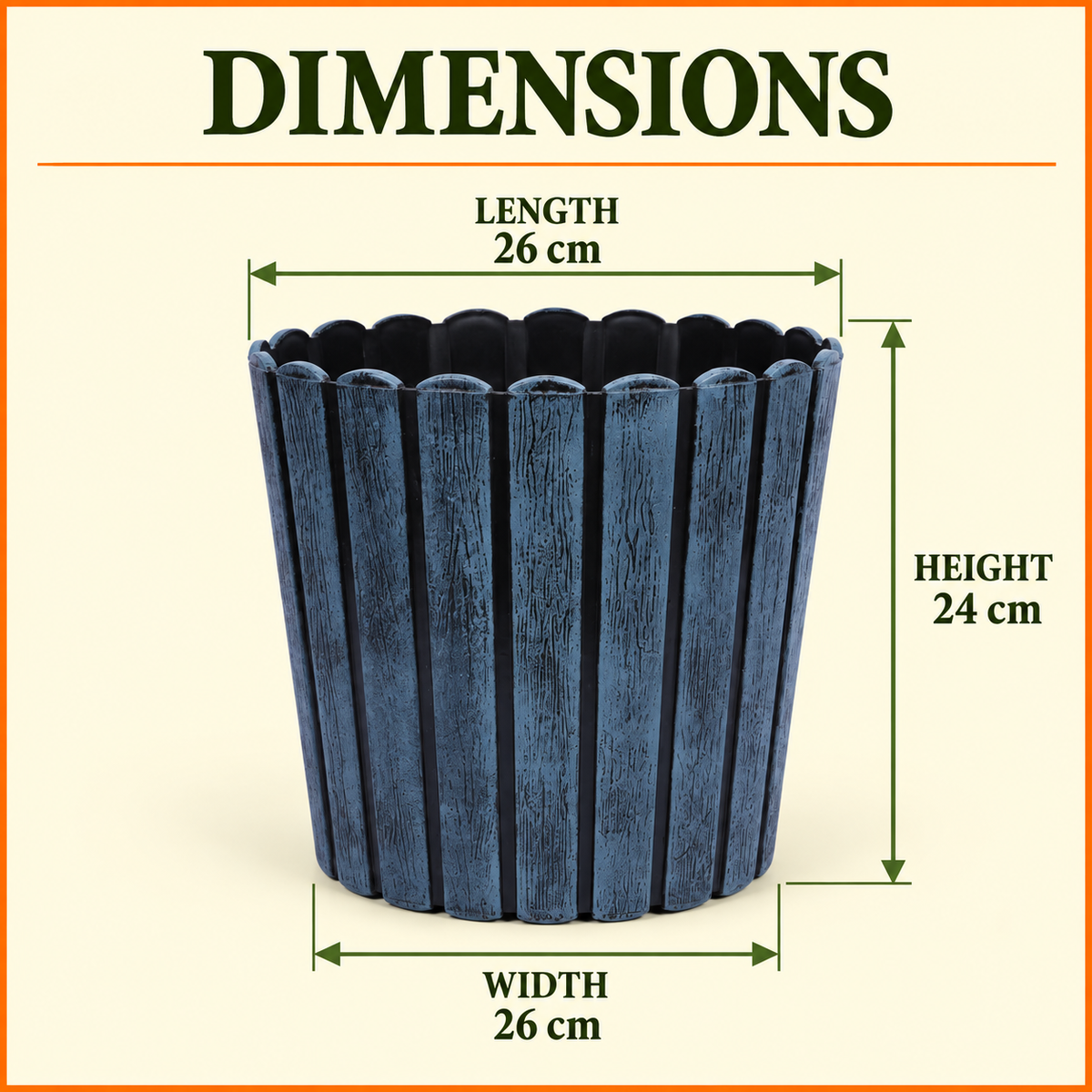 Thai Round Planter Pot – 10 Inch Indoor & Outdoor Flower Pot for Terrace, Balcony, Home & Office Decor (Set of 2, Charcoal Grey)