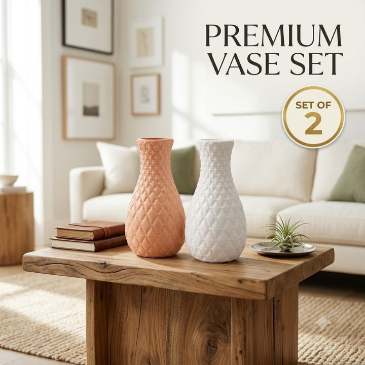 Elegant Beauty Planter Vase Set of 2 - Premium Mix Color Decorative Pots