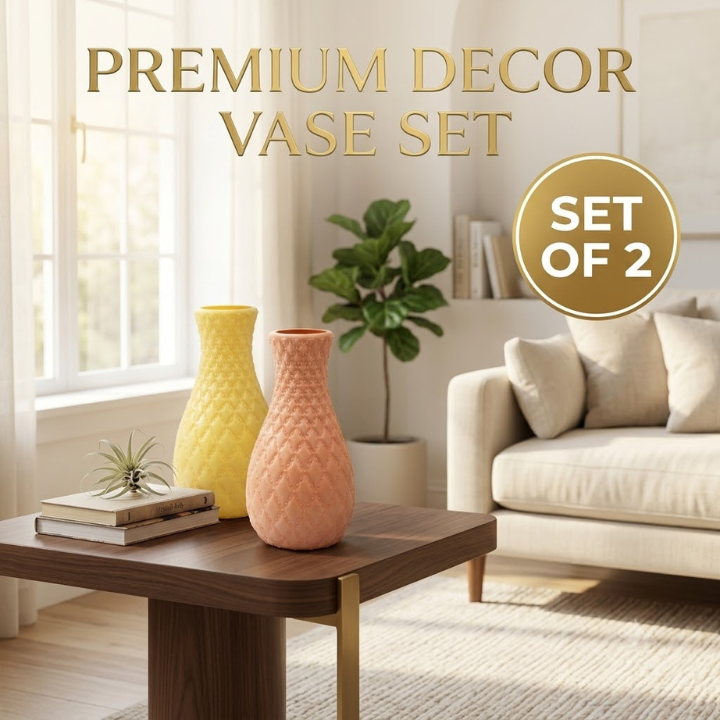 Elegant Beauty Planter Vase Set of 2 - Premium Mix Color Decorative Pots