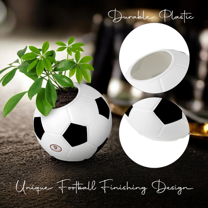 7.8 inch (20 cm) Football Round Planter UV Resistant, Lightweight White Pot (Indoor/Outdoor)