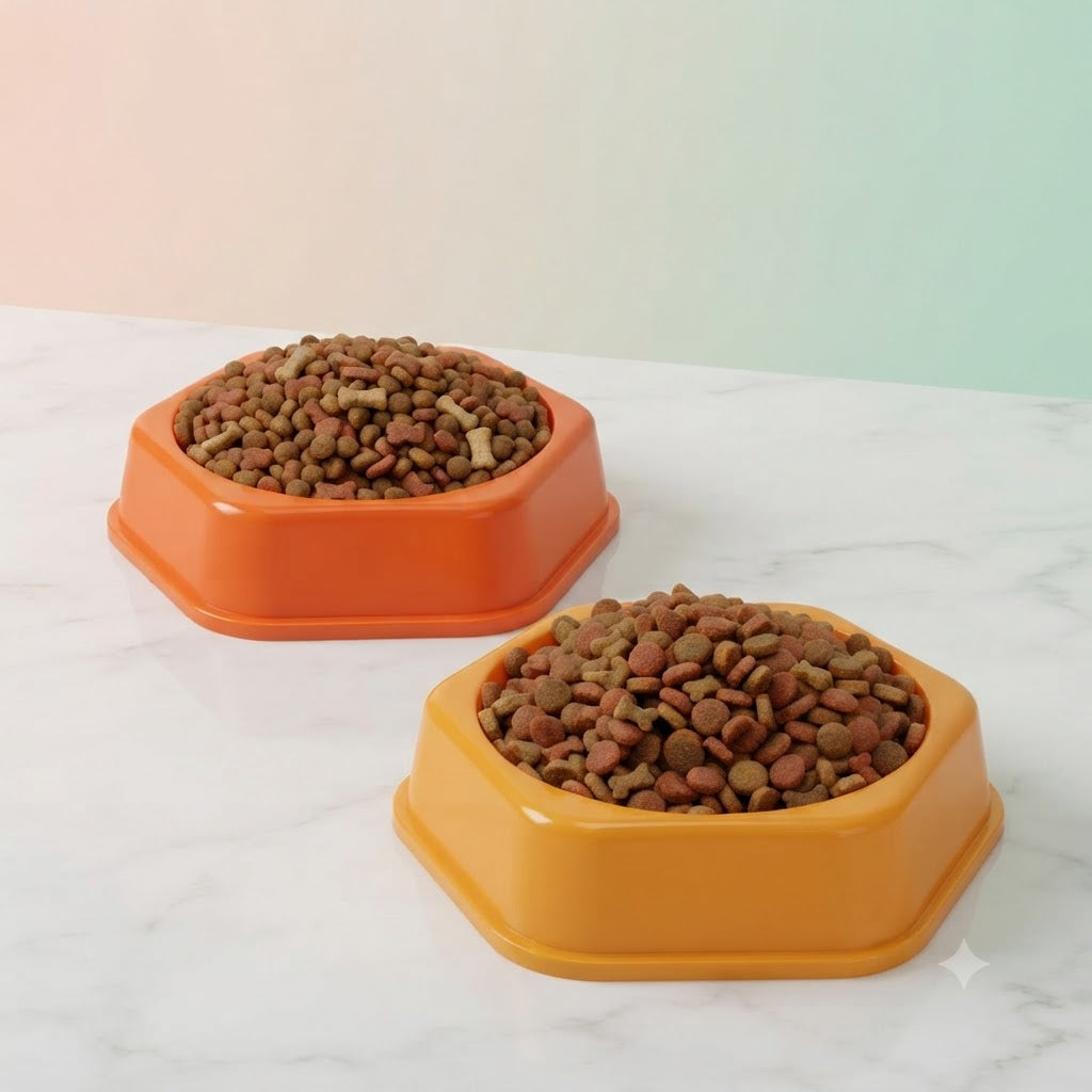 Pet Feeding Bowl – Anti-Slip Octagonal Base, 6.5 Inch (Set of 2)