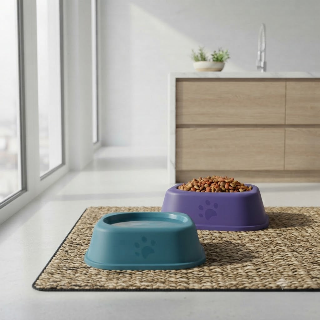 Square Pet Bowl Set, 6-Inch (Pack of 2) – Anti-Slip Food & Water Feeder for Cats & Small Dogs