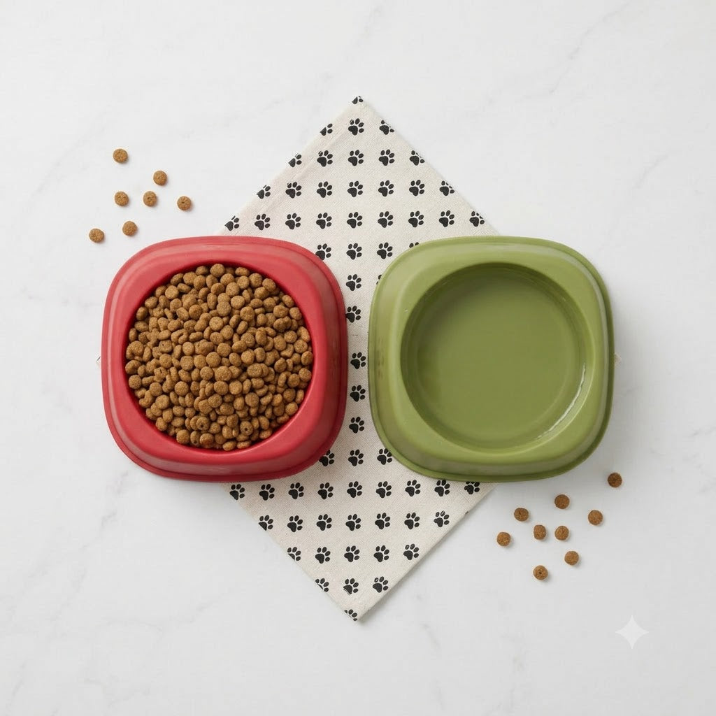 Square Pet Bowl Set, 6-Inch (Pack of 2) – Anti-Slip Food & Water Feeder for Cats & Small Dogs