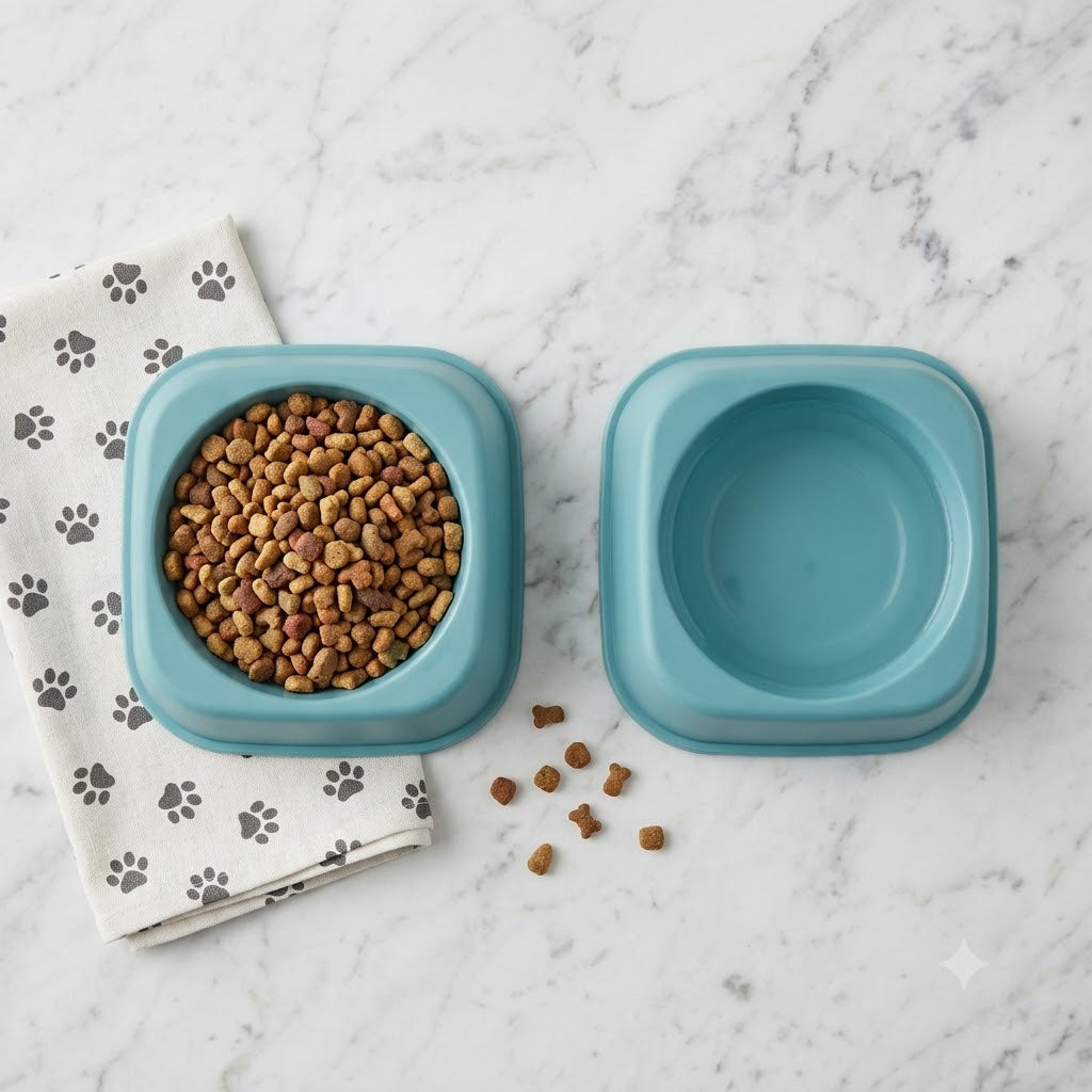Square Pet Bowl Set, 6-Inch (Pack of 2) – Anti-Slip Food & Water Feeder for Cats & Small Dogs