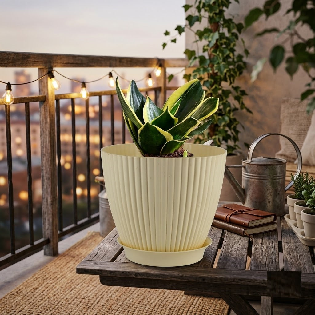 7 Inch (17.78 cm) Unique Design Round Shape Grand Planter Flower Pot Suitable for Indoor and Outdoor Use for Home/Office/Table/Garden/Balcony Decoration – Set of 5