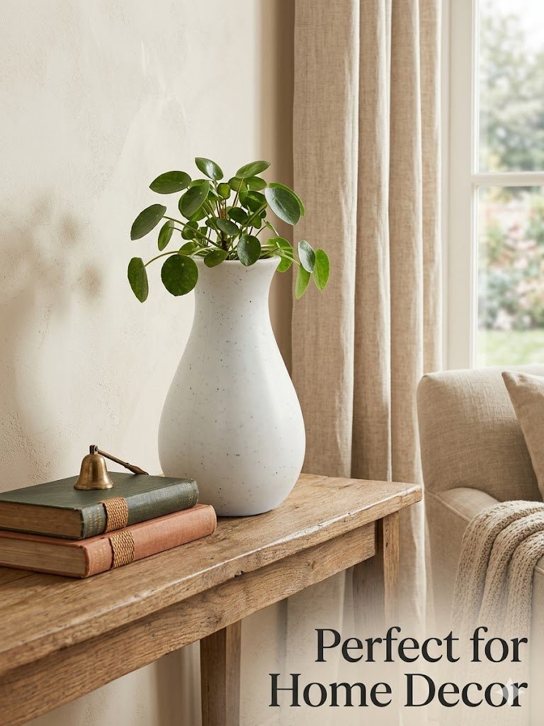 6 Inch Round White Lucky Plastic Flower Vases Indoor Decor (Set of 8)