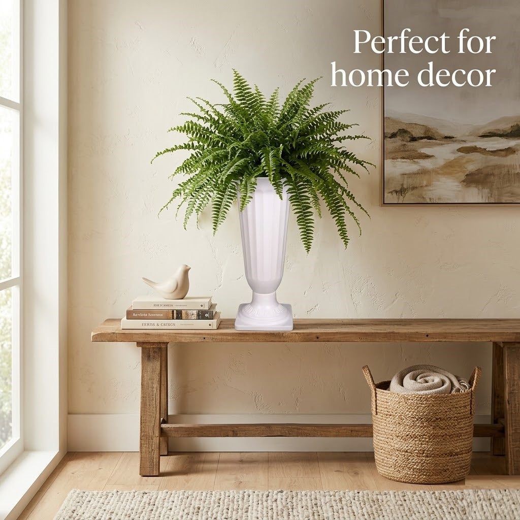 17 Inch White Frooti Plastic Flower Vases  Indoor Decor