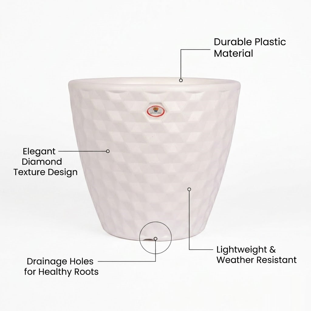10.5 Inch Spider Round Planter  UV Resistant, Lightweight White Pot