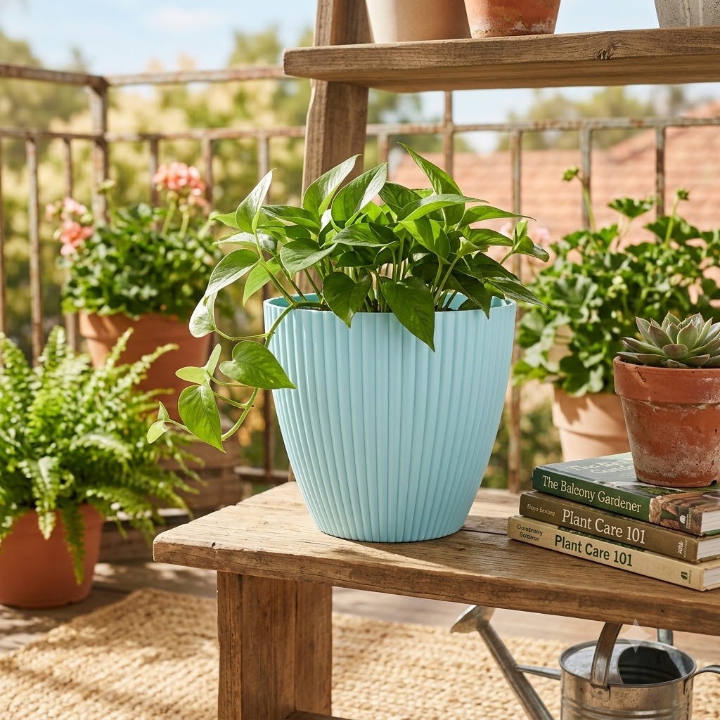 7 Inch (17.78 cm) Unique Design Round Shape Grand Planter Flower Pot Suitable for Indoor and Outdoor Use for Home/Office/Table/Garden/Balcony Decoration – Set of 5