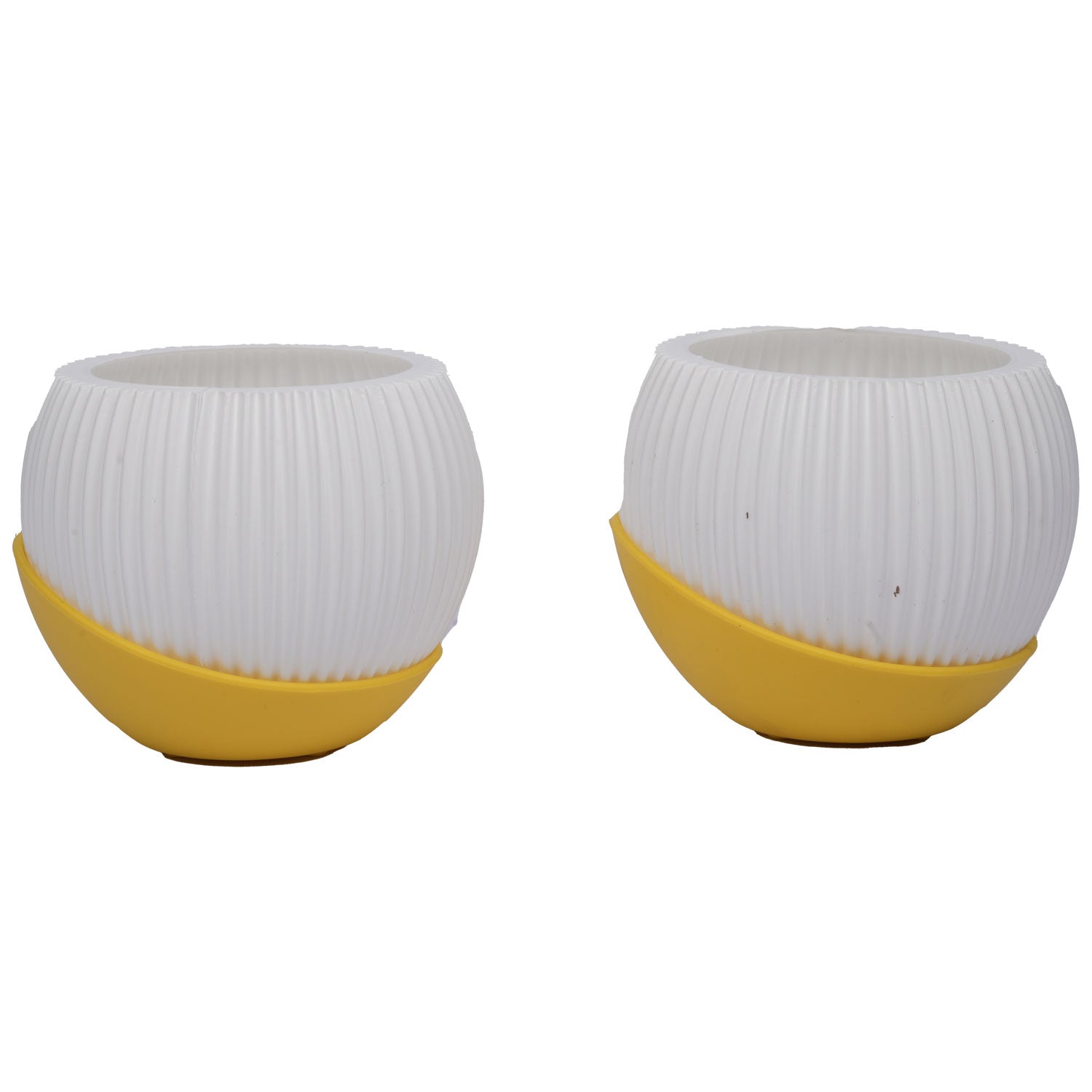 Melon 7 inch (18 cm) Plastic Planter with Moon Tray - Set of 2 (Peach & More)